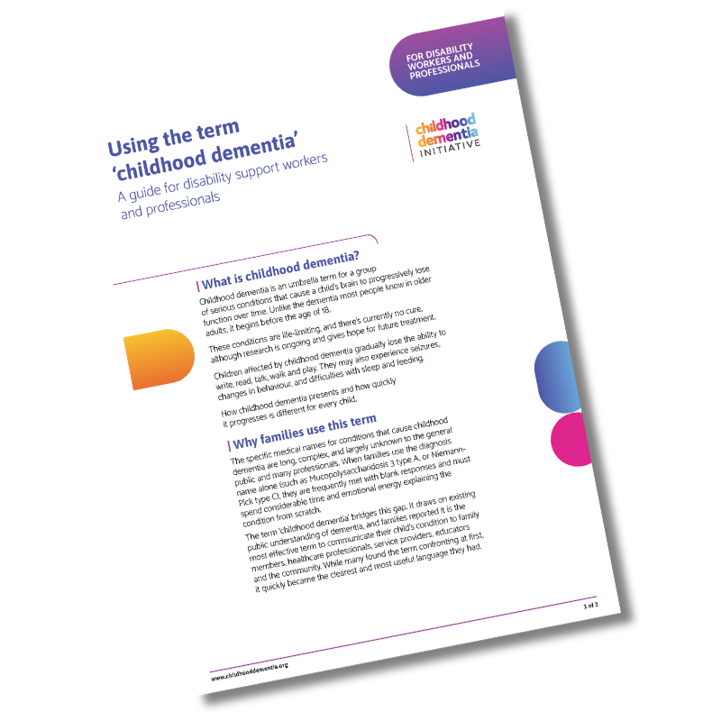 Using the term childhood dementia for disability workers and professionals