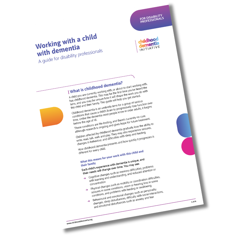 Working with a child with dementia for disability professionals